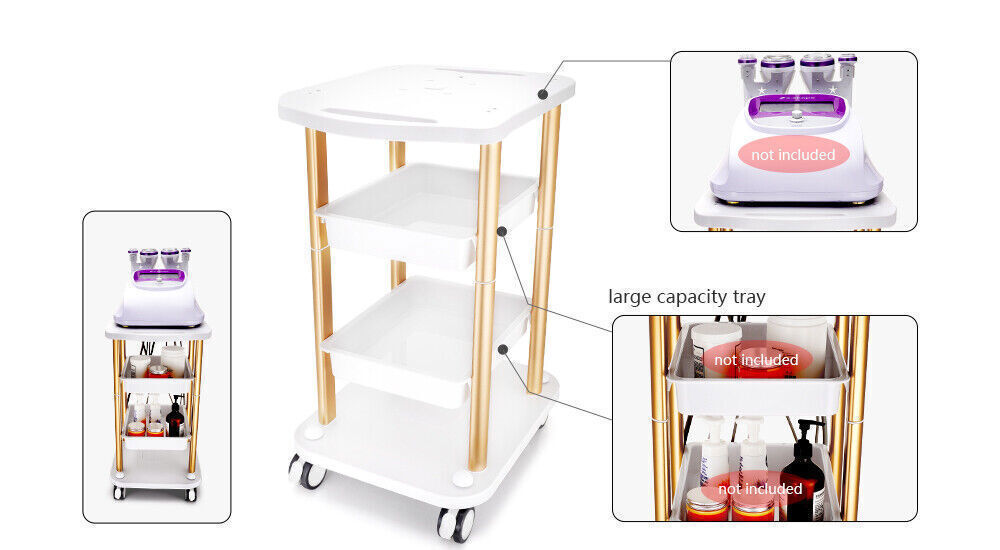Instrument Rolling Cart For Cavitation Beauty Machine Salon SPA Trolley Stand US