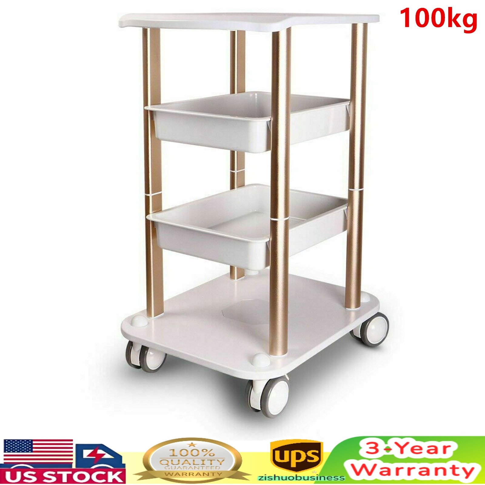 Instrument Rolling Cart For Cavitation Beauty Machine Salon SPA Trolley Stand US