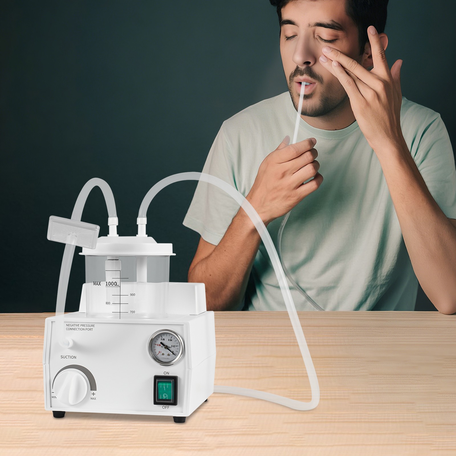110V Portable Phlegm Suction Unit Sputum Aspirator Machine Medical Vacuum Pump