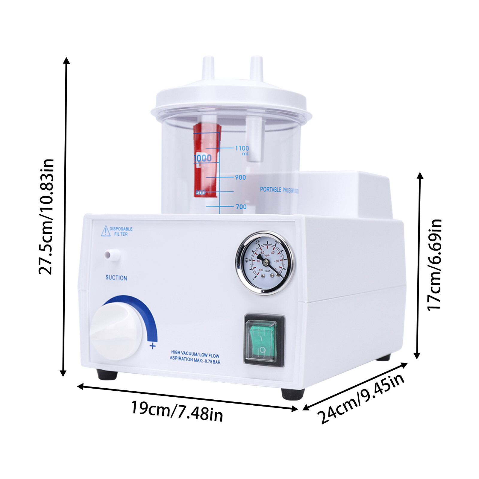 Electric Vacuum Phlegm Quiet Suction Unit Medical Emergency Aspirator Machine