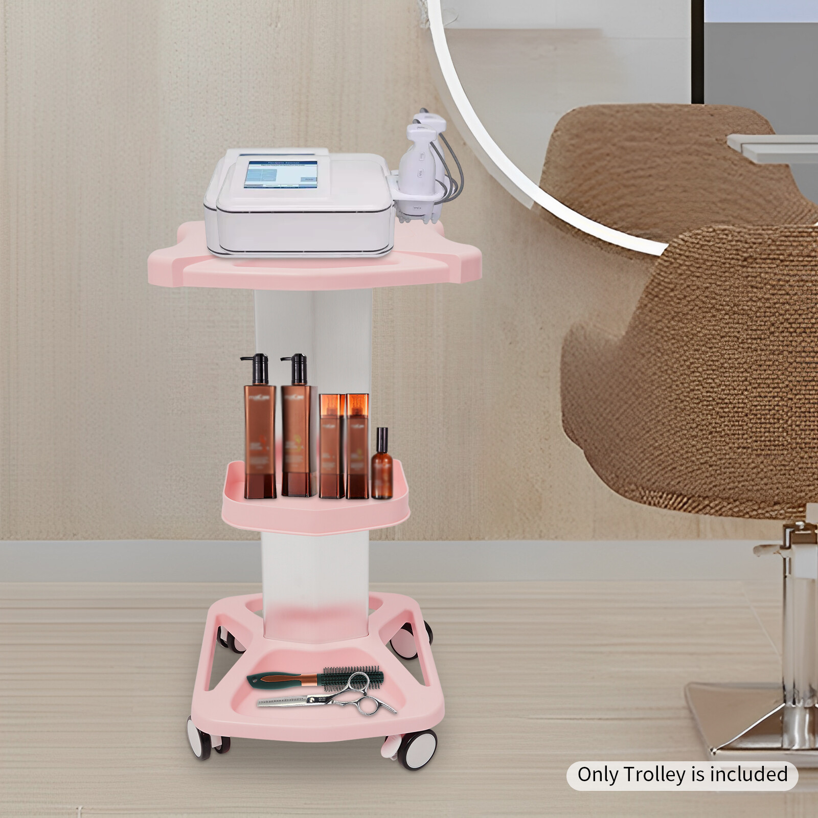 Rolling Beauty Salon Trolley For Salon Pedestal Rolling Cart Wheel Stand 100kg